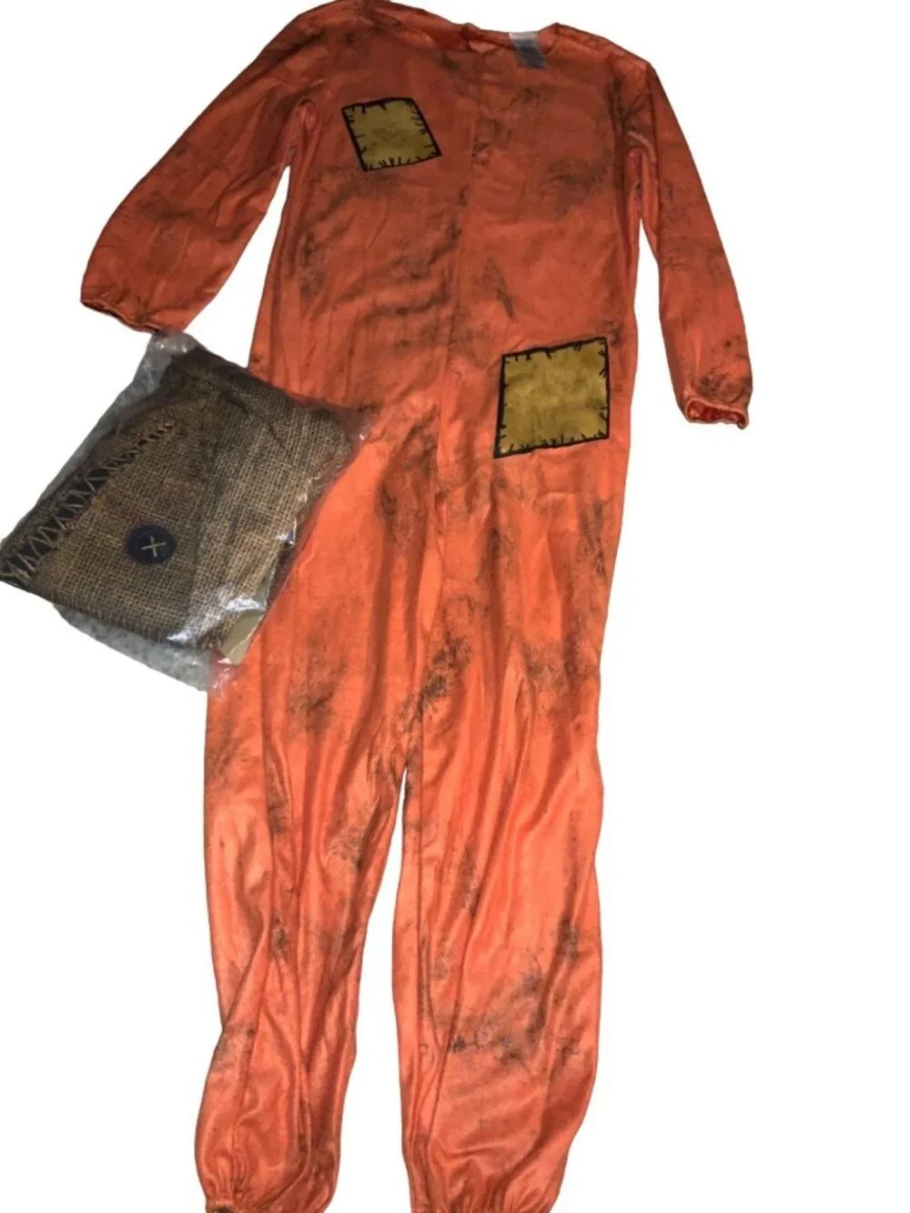 Trick Treat Sam Costume Girls L (10/12) 4-Piece Halloween Outfit Jumpsuit Hood